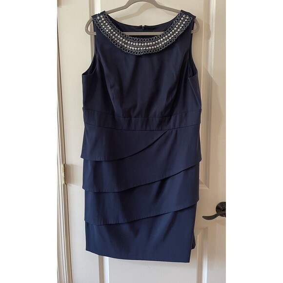 Connected Apparel SZ 16W Women’s Blue Beaded Tiered Sleeveless Dress FLAW BIN C - Picture 11 of 11